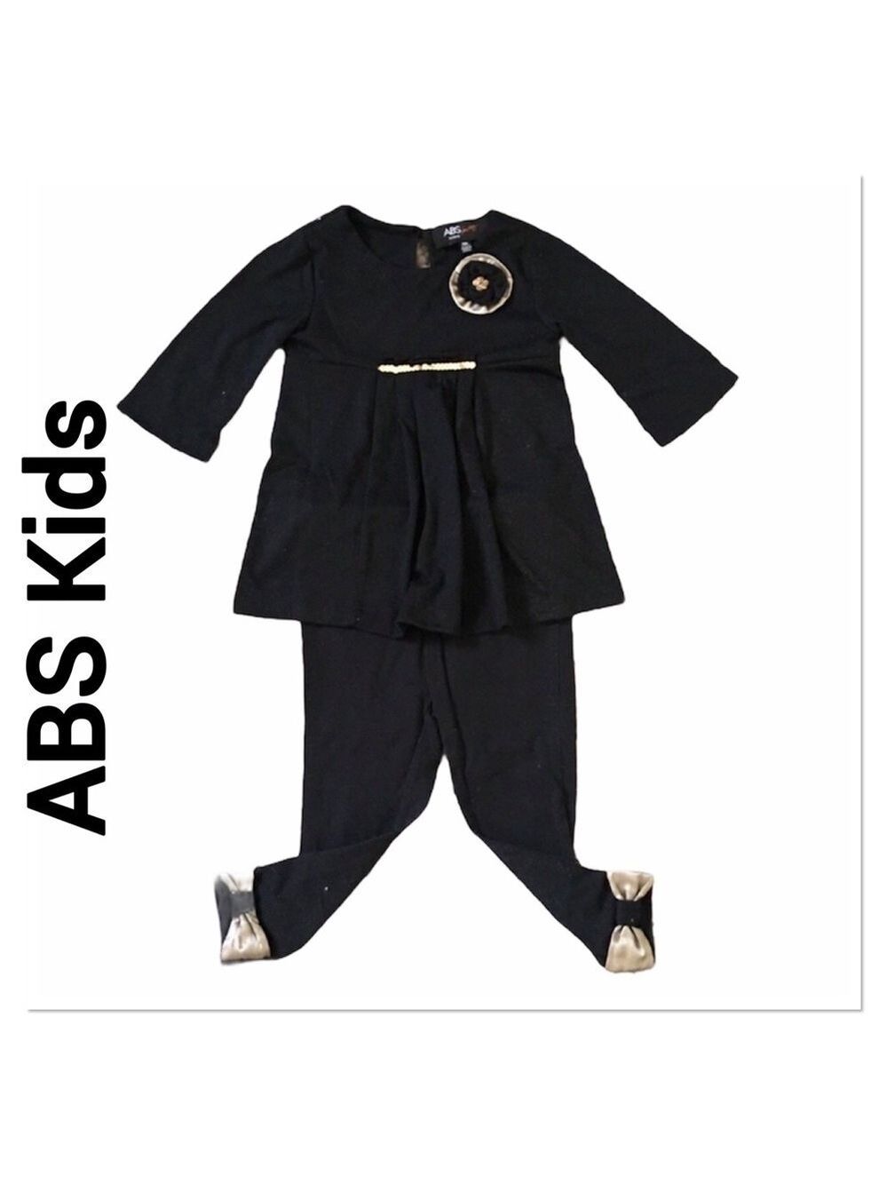 ABS ALLEN SCHWARTZ KIDS Girl’s Black & Gold Pants Set 18 months